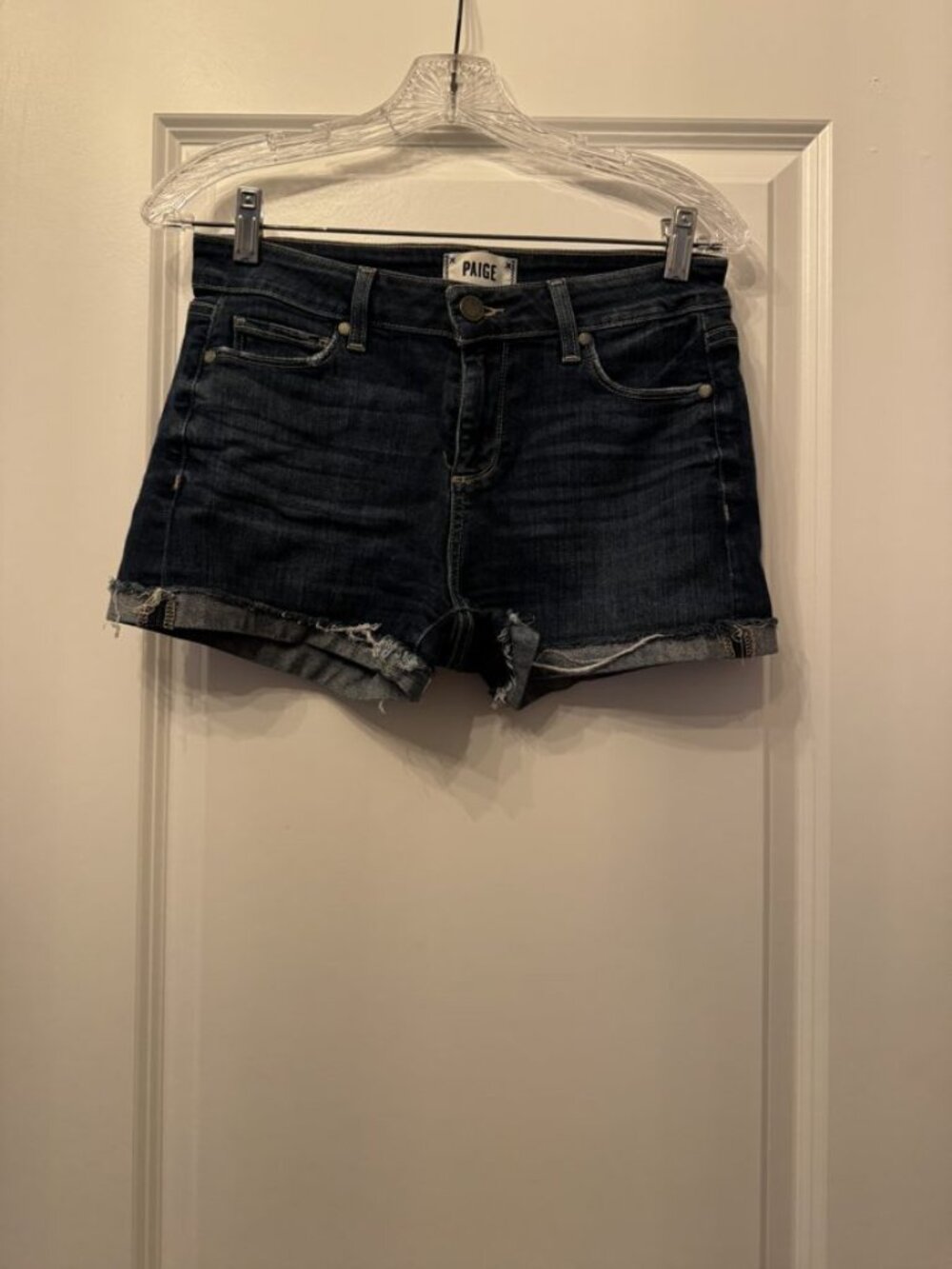 PAIGE Jimmy Jimmy Dark Wash Denim Shorts Sz 26